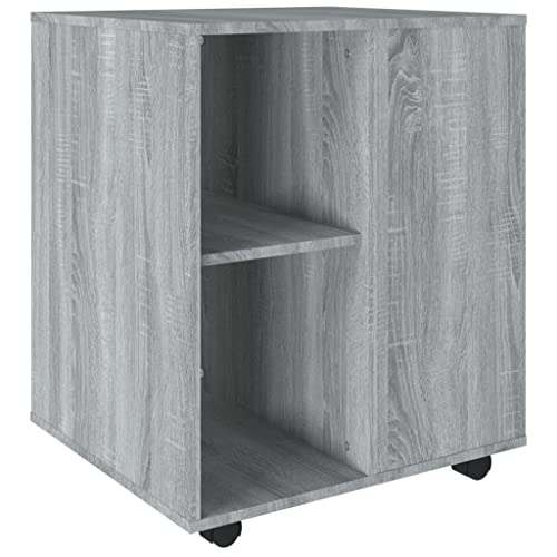 Rollschrank mit Stauraum Rollcontainer Büroschrank Aktenschrank Bürocontainer Schrank Büro Druckerschrank Grau Sonoma 60x53x72 cm Holzwerkstoff von Makastle