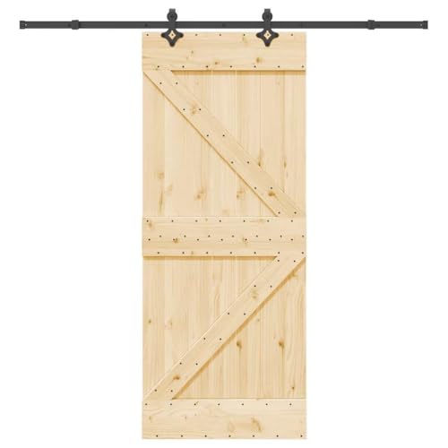 Schiebetür Rechteckig aus Massivholz Kiefer, Scheunentor mit Beschlag & 213.5 cm Stahlgleitschienen für Schlafzimmer Esszimmer, Schwarz & Braun 85x210 cm Schiebetür Rechteckig aus Massivholz Kiefer, Scheunentor mit Beschlag & 213.5 cm Stahlgleitschienen für Schlafzimmer Esszimmer, Schwarz & Braun 85x210 cm von Makastle