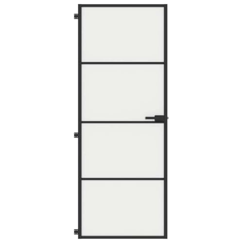 Schiebetür Rechteckig mit Beschlag, Innentür mit Aluminiumrahmen und handhaben für Badezimmer Küche, Schwarz 76x201,5 cm Milchglas Schiebetür Rechteckig mit Beschlag, Innentür mit Aluminiumrahmen und handhaben für Badezimmer Küche, Schwarz 76x201,5 cm Milchglas von Makastle