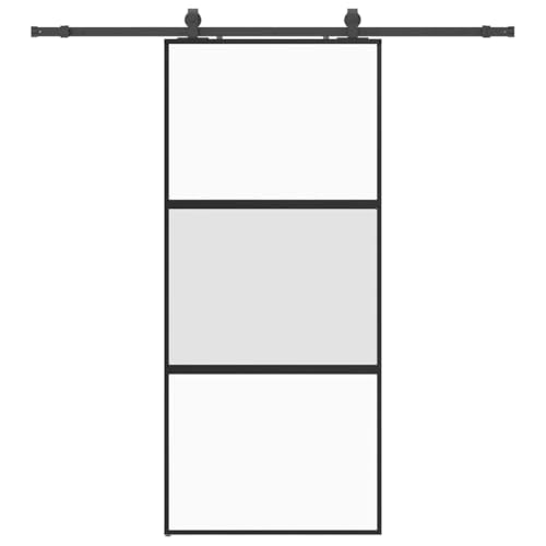 Schiebetür Rechteckig mit Beschlag, Innentüren mit Aluminiumrahmen und Gleitschienen für Schlafzimmer Küche, Schwarz 90x205 cm Hartglas Schiebetür Rechteckig mit Beschlag, Innentüren mit Aluminiumrahmen und Gleitschienen für Schlafzimmer Küche, Schwarz 90x205 cm Hartglas von Makastle
