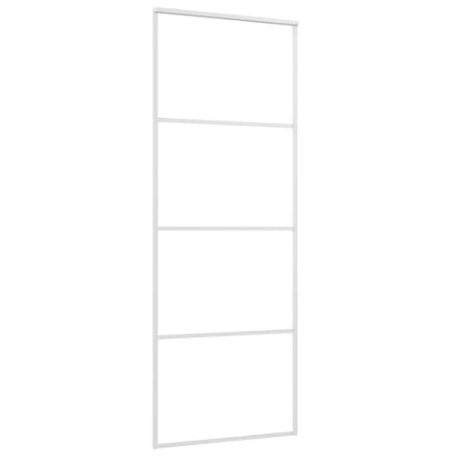 Schiebetür Rechteckig mit Beschlag & Aluminiumrahmen, Küchentür mit Türstopper für Duschraum Badezimmer, 5mm ESG-Milchglas 76x205 cm Weiß Schiebetür Rechteckig mit Beschlag & Aluminiumrahmen, Küchentür mit Türstopper für Duschraum Badezimmer, 5mm ESG-Milchglas 76x205 cm Weiß von Makastle