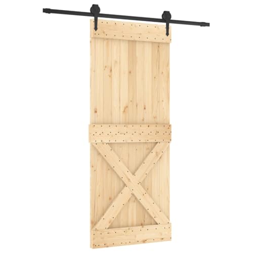 Schiebetür mit 183 cm Stahlgleitschienen, Innentüren mit Beschlag & Türstopper für Schlafzimmer Küche, Braun & Schwarz 85x210 cm Massivholz Kiefer Schiebetür mit 183 cm Stahlgleitschienen, Innentüren mit Beschlag & Türstopper für Schlafzimmer Küche, Braun & Schwarz 85x210 cm Massivholz Kiefer von Makastle