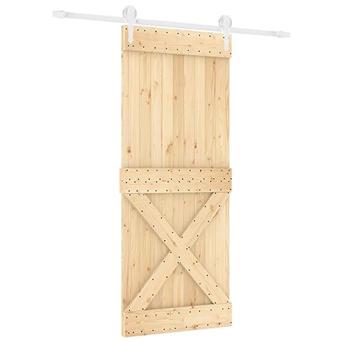 Schiebetür mit 183 cm Stahlgleitschienen, Innentüren mit Beschlag & Türstopper für Schlafzimmer Küche, Braun & Weiß 85x210 cm Massivholz Kiefer Schiebetür mit 183 cm Stahlgleitschienen, Innentüren mit Beschlag & Türstopper für Schlafzimmer Küche, Braun & Weiß 85x210 cm Massivholz Kiefer von Makastle
