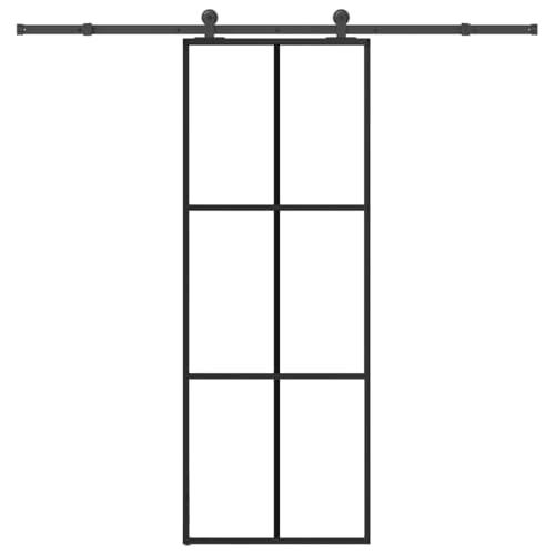Schiebetür mit Beschlag, Hängeschienen-Phylum mit Softclose-Automatik für Badezimmer Esszimmer, Schwarz 76x205 cm ESG-Glas & Aluminium Schiebetür mit Beschlag, Hängeschienen-Phylum mit Softclose-Automatik für Badezimmer Esszimmer, Schwarz 76x205 cm ESG-Glas & Aluminium von Makastle
