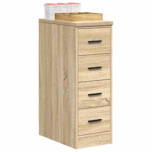 Schmaler Schrank mit 4 Schubladen, Sideboard Kommode Beistellschrank Mehrzweckschrank Standschrank Flurschrank, Sonoma-Eiche Massivholz Kiefer Schmaler Schrank mit 4 Schubladen, Sideboard Kommode Beistellschrank Mehrzweckschrank Standschrank Flurschrank, Sonoma-Eiche Massivholz Kiefer von Makastle
