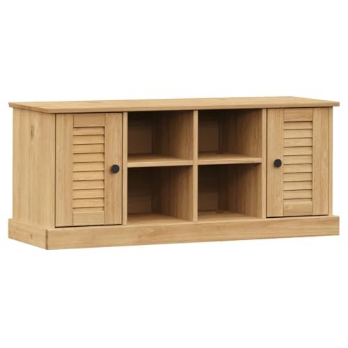 Schuhbank mit 4 offene Fächer, Aufbewahrungsbank mit 2 Türen und 2 Fächer für Flur Schlafzimmer Wohnzimmer, Braun 106x35x45 cm Massivholz Kiefer Schuhbank mit 4 offene Fächer, Aufbewahrungsbank mit 2 Türen und 2 Fächer für Flur Schlafzimmer Wohnzimmer, Braun 106x35x45 cm Massivholz Kiefer von Makastle