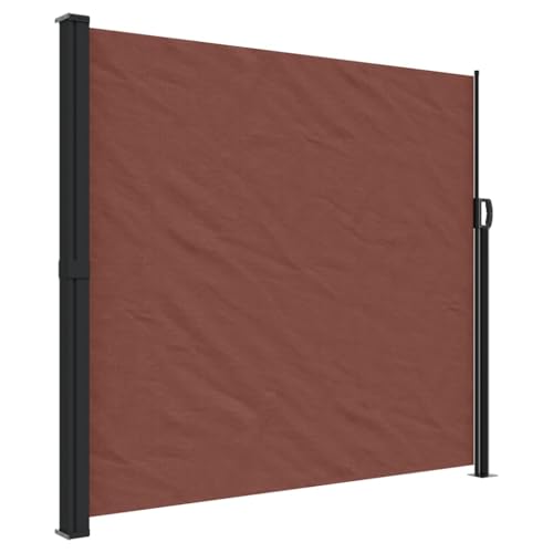Seitenmarkise Atmungsaktiv mit Zubehör und Metallrahmen, Ausziehbar Sichtschutz für Terrasse Garten, Gute Privatsphäre, Braun 180x600 cm Polyester von Makastle
