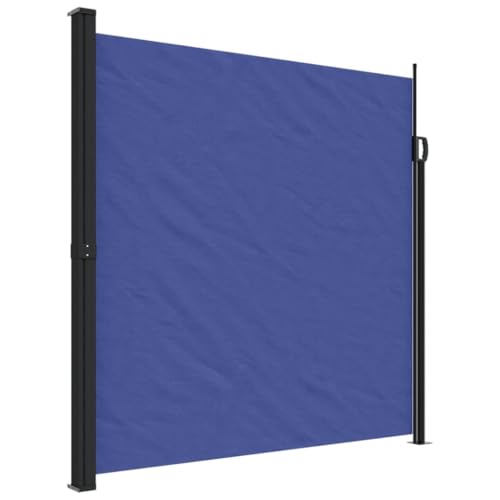 Seitenmarkise Haltbarkeit mit Zubehör und Metallrahmen, Sichtschutz Ausziehbar für Arkade, Garten, Sonnenschutz, Blau 200x600 cm Polyester von Makastle