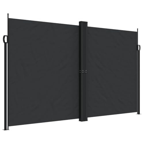 Seitenmarkise mit Zubehör und Metallrahmen, Ausziehbar Doppel seitenmarkise für Balkon, Garten, Reißfestigkeit, Schwarz 200x1200 cm Polyester Seitenmarkise mit Zubehör und Metallrahmen, Ausziehbar Doppel seitenmarkise für Balkon, Garten, Reißfestigkeit, Schwarz 200x1200 cm Polyester von Makastle