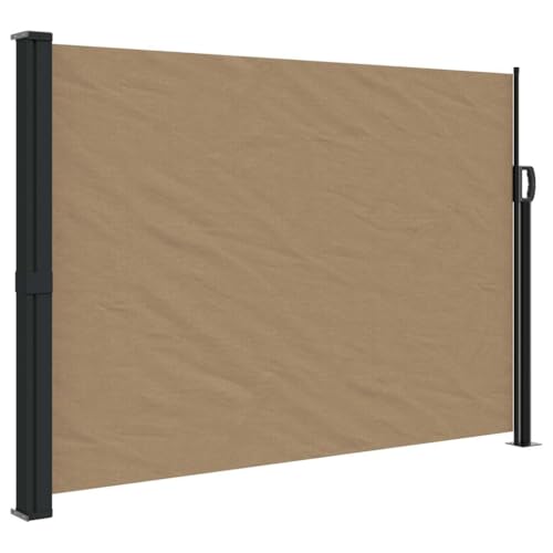 Seitenmarkise mit Zubehör & Metallrahmen, Sichtschutz Ausziehbar für Terrasse, Garten, Taupe 140x600 cm Polyester von Makastle