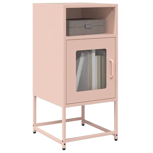 Sideboard Metall mit 2 Fächern, Modernes Metallschrank Aufbewahrungsschrank Wohnzimmerschrank Beistellschrank Mehrzweckschrank, Rosa 36x39x78 cm Kaltgewalzter Stahl von Makastle