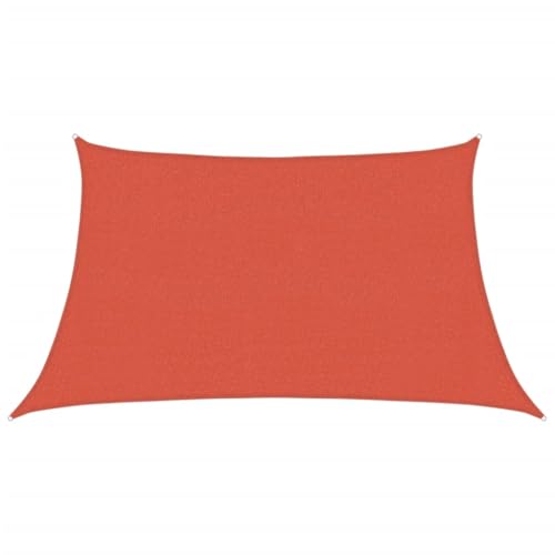 Sonnensegel Trapezförmig mit D-förmiger Edelstahlring & 4 PE-Fixseil, Baldachin für Pavillon, Veranda, Sonnenschutz, 160 g/m² Terrakottarot 3/4x2 m HDPE von Makastle