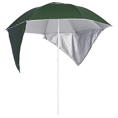 Strandschirm Sonnenschirm mit Seitenwänden, UV-Schutz Sonnenschutz Schirm, Multi-Purpose Sun Umbrella für Strand sowie Balkon & Terrasse, Grün 215 cm von Makastle