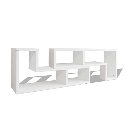 TV Schrank Beistelltisch Fernsehtisch Fernsehschrank Lowboard TV Möbel Tisch TV Board Sideboard Medienkonsole, 2 L-förmigen Regalen, Weiß 120 x 30 x 56,4/28 cm TV Schrank Beistelltisch Fernsehtisch Fernsehschrank Lowboard TV Möbel Tisch TV Board Sideboard Medienkonsole, 2 L-förmigen Regalen, Weiß 120 x 30 x 56,4/28 cm von Makastle
