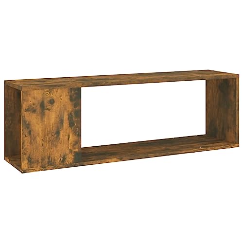 TV-Ständer TV-Schrank TV-Lowboard mit Fächern, Fernsehtisch Fernsehschrank Medienkonsole für Wohnzimmer & Schlafzimmer, Räuchereiche 100x24x32 cm Holzwerkstoff von Makastle