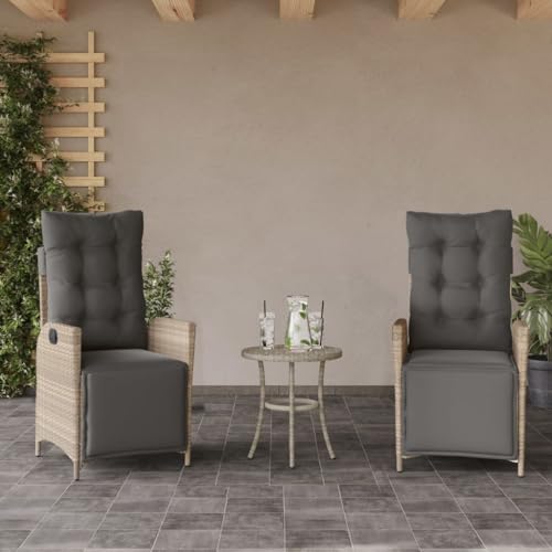 Verstellbar Gartensessel mit Fußteil, 2er Set, Loungesessel mit Anthrazit Kissen für Büro Balkon, Stabile Struktur, Hellgrau 57 x 61 x 93cm Poly Rattan Verstellbar Gartensessel mit Fußteil, 2er Set, Loungesessel mit Anthrazit Kissen für Büro Balkon, Stabile Struktur, Hellgrau 57 x 61 x 93cm Poly Rattan von Makastle