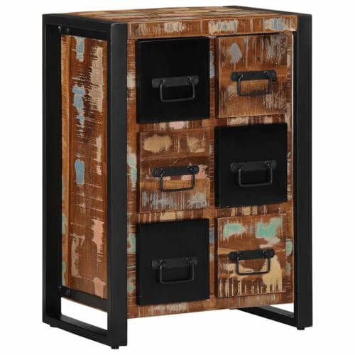 Vintage Sideboard Kommode mit 6 Schubladen, Aufbewahrungsschrank Buffetschrank für Küche, Wohnzimmer, 50x35x70 cm Altholz Massiv von Makastle
