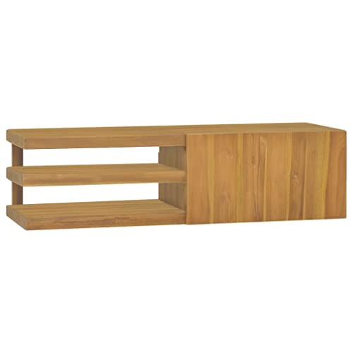 Wachtischunterschrank Badschrank Badezimmer Waschbeckenunterschrank hängend Badezimmermöbel Waschtisch-Unterschrank Badezimmerschrank mit Ablagen, 110x40x30 cm Massivholz Teak von Makastle