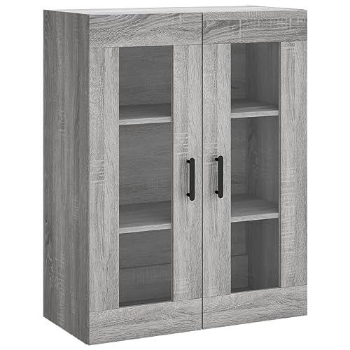 Wandschrank Rechteckig mit 2 Glastüren und 3 Fächer, Hängeschrank mit handhaben für Wohnzimmer Schlafzimmer, Grau Sonoma 69,5x34x90 cm Holzwerkstoff Wandschrank Rechteckig mit 2 Glastüren und 3 Fächer, Hängeschrank mit handhaben für Wohnzimmer Schlafzimmer, Grau Sonoma 69,5x34x90 cm Holzwerkstoff von Makastle