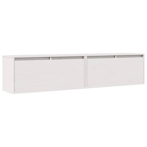 Wandschrank mit 2 Fächer & Klappe, 2er Set, Wandmontage Badschrank, Aufbewahrungsschrank für Wohnzimmer Küche, Weiß 80x30x35 cm Massivholz Kiefer Wandschrank mit 2 Fächer & Klappe, 2er Set, Wandmontage Badschrank, Aufbewahrungsschrank für Wohnzimmer Küche, Weiß 80x30x35 cm Massivholz Kiefer von Makastle