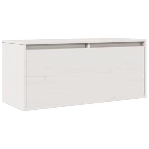 Wandschrank mit 2 Fächer und Klappe, Wandmontage Badschrank, Aufbewahrungsschrank für Wohnzimmer Küche, Weiß 80x30x35 cm Massivholz Kiefer Wandschrank mit 2 Fächer und Klappe, Wandmontage Badschrank, Aufbewahrungsschrank für Wohnzimmer Küche, Weiß 80x30x35 cm Massivholz Kiefer von Makastle
