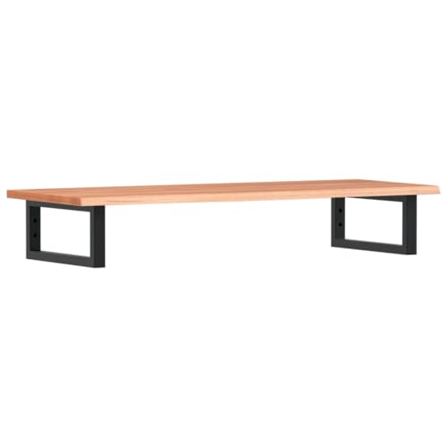 Waschtischplatte mit Rechteckige Halterung aus Stahl, Holzregale für Studie oder Badezimmer, Massivholz Eiche 100 x 40 x 2 cm Hellbraun & Schwarz Waschtischplatte mit Rechteckige Halterung aus Stahl, Holzregale für Studie oder Badezimmer, Massivholz Eiche 100 x 40 x 2 cm Hellbraun & Schwarz von Makastle