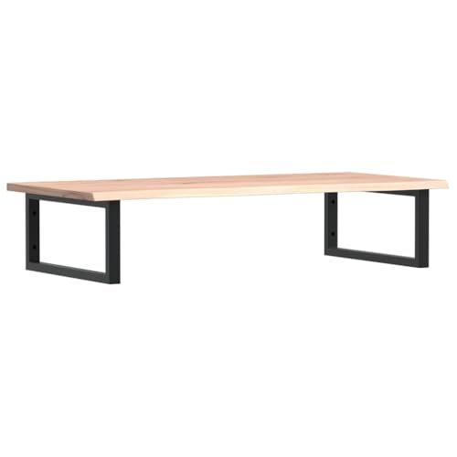 Waschtischplatte mit Rechteckige Halterung aus Stahl, Holzregale für Studie oder Badezimmer, Massivholz Eiche 100 x 50 x 2 cm Braun & Schwarz Waschtischplatte mit Rechteckige Halterung aus Stahl, Holzregale für Studie oder Badezimmer, Massivholz Eiche 100 x 50 x 2 cm Braun & Schwarz von Makastle