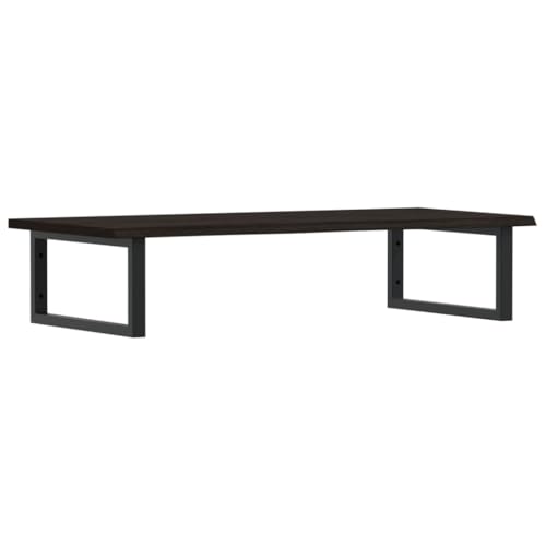Waschtischplatte mit Rechteckige Halterung aus Stahl, Holzregale für Studie oder Badezimmer, Massivholz Eiche 100 x 50 x 2 cm Dunkelbraun & Schwarz Waschtischplatte mit Rechteckige Halterung aus Stahl, Holzregale für Studie oder Badezimmer, Massivholz Eiche 100 x 50 x 2 cm Dunkelbraun & Schwarz von Makastle