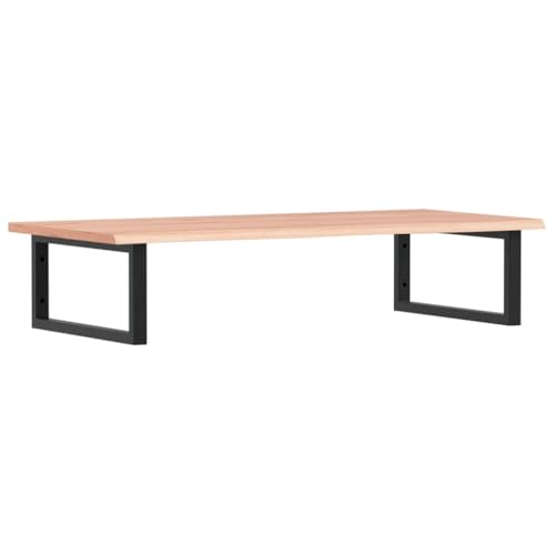 Waschtischplatte mit Rechteckige Halterung aus Stahl, Holzregale für Studie oder Badezimmer, Massivholz Eiche 100 x 50 x 2 cm Hellbraun & Schwarz Waschtischplatte mit Rechteckige Halterung aus Stahl, Holzregale für Studie oder Badezimmer, Massivholz Eiche 100 x 50 x 2 cm Hellbraun & Schwarz von Makastle