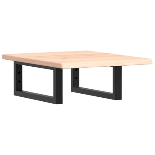 Waschtischplatte mit Rechteckige Halterung aus Stahl, Holzregale für Studie oder Badezimmer, Massivholz Eiche 40 x 50 x 2 cm Braun & Schwarz Waschtischplatte mit Rechteckige Halterung aus Stahl, Holzregale für Studie oder Badezimmer, Massivholz Eiche 40 x 50 x 2 cm Braun & Schwarz von Makastle