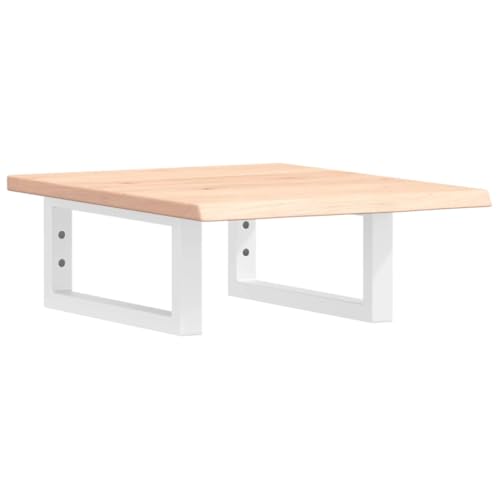 Waschtischplatte mit Rechteckige Halterung aus Stahl, Holzregale für Studie oder Badezimmer, Massivholz Eiche 40 x 50 x 2 cm Braun & Weiß Waschtischplatte mit Rechteckige Halterung aus Stahl, Holzregale für Studie oder Badezimmer, Massivholz Eiche 40 x 50 x 2 cm Braun & Weiß von Makastle