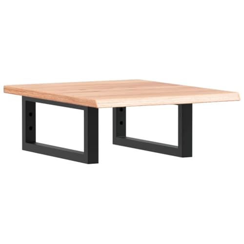 Waschtischplatte mit Rechteckige Halterung aus Stahl, Holzregale für Studie oder Badezimmer, Massivholz Eiche 40 x 50 x 2 cm Hellbraun & Schwarz Waschtischplatte mit Rechteckige Halterung aus Stahl, Holzregale für Studie oder Badezimmer, Massivholz Eiche 40 x 50 x 2 cm Hellbraun & Schwarz von Makastle