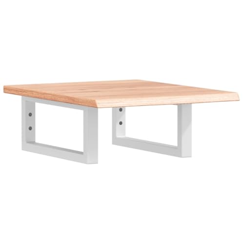 Waschtischplatte mit Rechteckige Halterung aus Stahl, Holzregale für Studie oder Badezimmer, Massivholz Eiche 40 x 50 x 2 cm Hellbraun & Weiß Waschtischplatte mit Rechteckige Halterung aus Stahl, Holzregale für Studie oder Badezimmer, Massivholz Eiche 40 x 50 x 2 cm Hellbraun & Weiß von Makastle