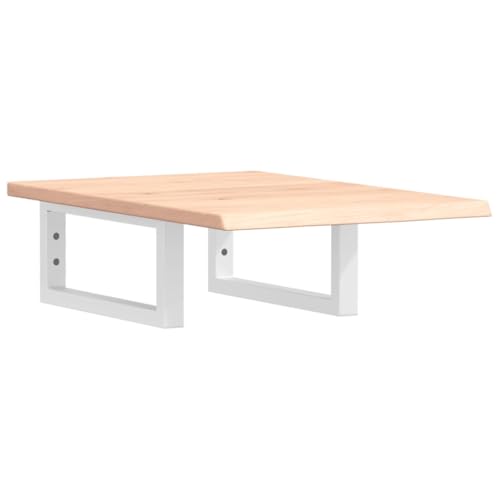 Waschtischplatte mit Rechteckige Halterung aus Stahl, Holzregale für Studie oder Badezimmer, Massivholz Eiche 40 x 60 x 2 cm Braun & Weiß Waschtischplatte mit Rechteckige Halterung aus Stahl, Holzregale für Studie oder Badezimmer, Massivholz Eiche 40 x 60 x 2 cm Braun & Weiß von Makastle