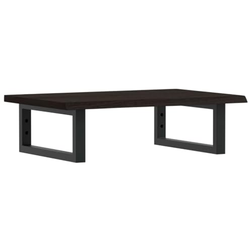 Waschtischplatte mit Rechteckige Halterung aus Stahl, Holzregale für Studie oder Badezimmer, Massivholz Eiche 60 x 40 x 2 cm Dunkelbraun & Schwarz Waschtischplatte mit Rechteckige Halterung aus Stahl, Holzregale für Studie oder Badezimmer, Massivholz Eiche 60 x 40 x 2 cm Dunkelbraun & Schwarz von Makastle