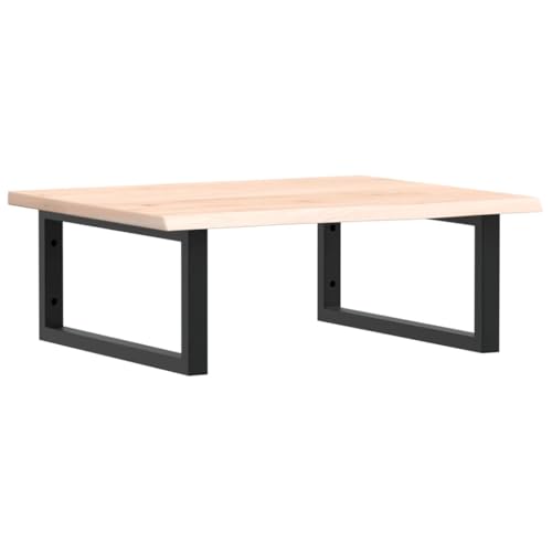 Waschtischplatte mit Rechteckige Halterung aus Stahl, Holzregale für Studie oder Badezimmer, Massivholz Eiche 60 x 50 x 2 cm Braun & Schwarz Waschtischplatte mit Rechteckige Halterung aus Stahl, Holzregale für Studie oder Badezimmer, Massivholz Eiche 60 x 50 x 2 cm Braun & Schwarz von Makastle