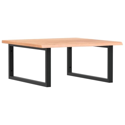 Waschtischplatte mit Rechteckige Halterung aus Stahl, Holzregale für Studie oder Badezimmer, Massivholz Eiche 60 x 60 x 2 cm Hellbraun & Schwarz von Makastle