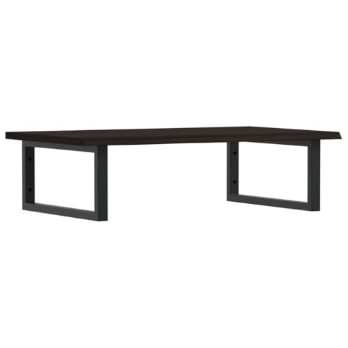 Waschtischplatte mit Rechteckige Halterung aus Stahl, Holzregale für Studie oder Badezimmer, Massivholz Eiche 80 x 50 x 2 cm Dunkelbraun & Schwarz Waschtischplatte mit Rechteckige Halterung aus Stahl, Holzregale für Studie oder Badezimmer, Massivholz Eiche 80 x 50 x 2 cm Dunkelbraun & Schwarz von Makastle