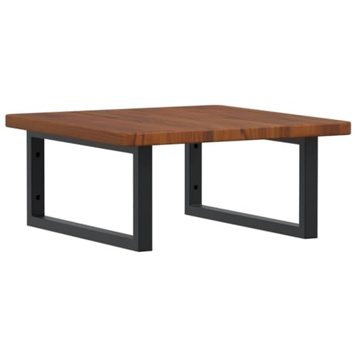 Waschtischplatte mit Rechteckige Stahlhalterung, Lagerregale aus Massivholz Eiche für Studie oder Badezimmer, 50 x 50 x 2,5 cm Dunkelbraun & Schwarz Waschtischplatte mit Rechteckige Stahlhalterung, Lagerregale aus Massivholz Eiche für Studie oder Badezimmer, 50 x 50 x 2,5 cm Dunkelbraun & Schwarz von Makastle