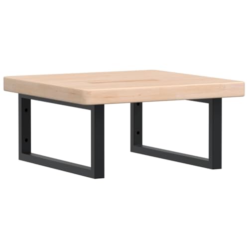Waschtischplatte mit Rechteckige Stahlhalterung, Lagerregale aus Massivholz Eiche für Studie oder Badezimmer, 50 x 50 x 4 cm Braun & Schwarz Waschtischplatte mit Rechteckige Stahlhalterung, Lagerregale aus Massivholz Eiche für Studie oder Badezimmer, 50 x 50 x 4 cm Braun & Schwarz von Makastle