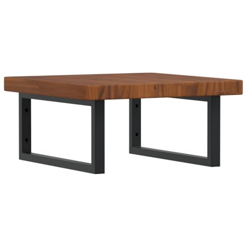 Waschtischplatte mit Rechteckige Stahlhalterung, Lagerregale aus Massivholz Eiche für Studie oder Badezimmer, 50 x 50 x 4 cm Dunkelbraun & Schwarz Waschtischplatte mit Rechteckige Stahlhalterung, Lagerregale aus Massivholz Eiche für Studie oder Badezimmer, 50 x 50 x 4 cm Dunkelbraun & Schwarz von Makastle