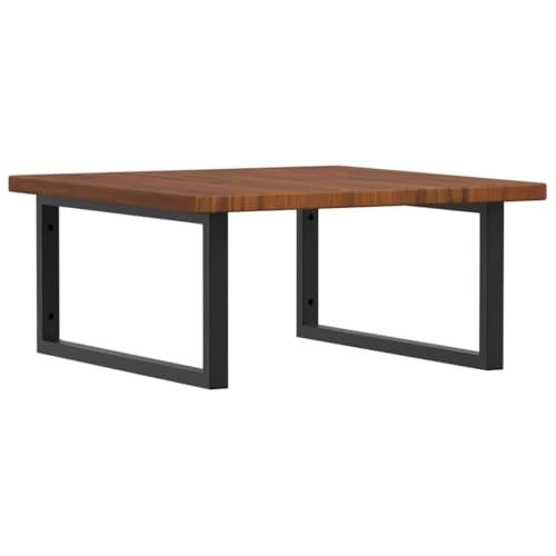 Waschtischplatte mit Rechteckige Stahlhalterung, Lagerregale aus Massivholz Eiche für Studie oder Badezimmer, 60 x 60 x 2,5 cm Dunkelbraun & Schwarz von Makastle