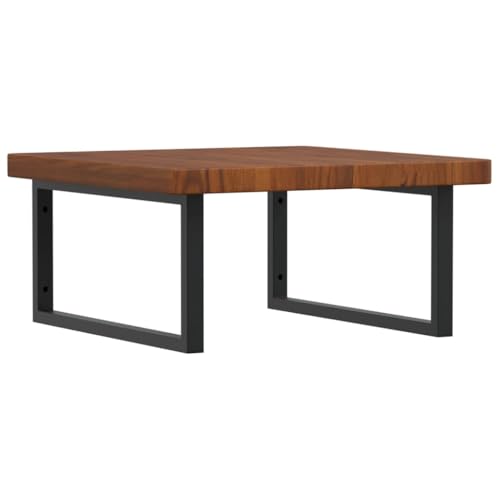 Waschtischplatte mit Rechteckige Stahlhalterung, Lagerregale aus Massivholz Eiche für Studie oder Badezimmer, 60 x 60 x 4 cm Dunkelbraun & Schwarz Waschtischplatte mit Rechteckige Stahlhalterung, Lagerregale aus Massivholz Eiche für Studie oder Badezimmer, 60 x 60 x 4 cm Dunkelbraun & Schwarz von Makastle