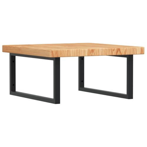 Waschtischplatte mit Rechteckige Stahlhalterung, Lagerregale aus Massivholz Eiche für Studie oder Badezimmer, 60 x 60 x 4 cm Hellbraun & Schwarz Waschtischplatte mit Rechteckige Stahlhalterung, Lagerregale aus Massivholz Eiche für Studie oder Badezimmer, 60 x 60 x 4 cm Hellbraun & Schwarz von Makastle