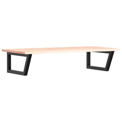 Waschtischplatte mit Trapezförmige Stahlhalterung, Holzregale für Studie oder Badezimmer, Massivholz Eiche 100 x 50 x 2 cm Braun und Schwarz Waschtischplatte mit Trapezförmige Stahlhalterung, Holzregale für Studie oder Badezimmer, Massivholz Eiche 100 x 50 x 2 cm Braun und Schwarz von Makastle