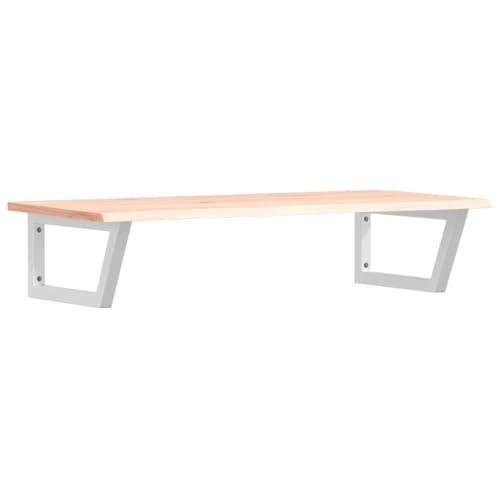 Waschtischplatte mit Trapezförmige Stahlhalterung, Holzregale für Studie oder Badezimmer, Massivholz Eiche 100 x 50 x 2 cm Braun und Weiß Waschtischplatte mit Trapezförmige Stahlhalterung, Holzregale für Studie oder Badezimmer, Massivholz Eiche 100 x 50 x 2 cm Braun und Weiß von Makastle