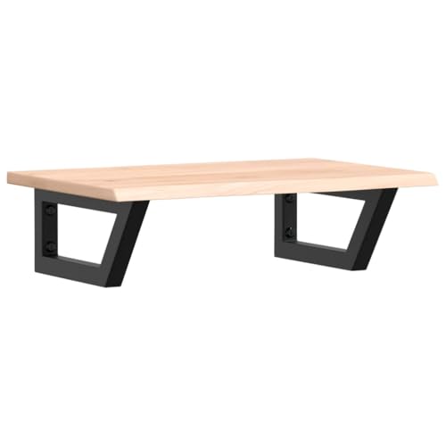 Waschtischplatte mit Trapezförmige Stahlhalterung, Holzregale für Studie oder Badezimmer, Massivholz Eiche 60 x 40 x 2 cm Braun & Schwarz Waschtischplatte mit Trapezförmige Stahlhalterung, Holzregale für Studie oder Badezimmer, Massivholz Eiche 60 x 40 x 2 cm Braun & Schwarz von Makastle