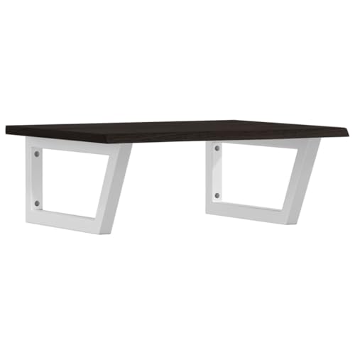Waschtischplatte mit Trapezförmige Stahlhalterung, Holzregale für Studie oder Badezimmer, Massivholz Eiche 60 x 50 x 2 cm Dunkelbraun & Weiß Waschtischplatte mit Trapezförmige Stahlhalterung, Holzregale für Studie oder Badezimmer, Massivholz Eiche 60 x 50 x 2 cm Dunkelbraun & Weiß von Makastle