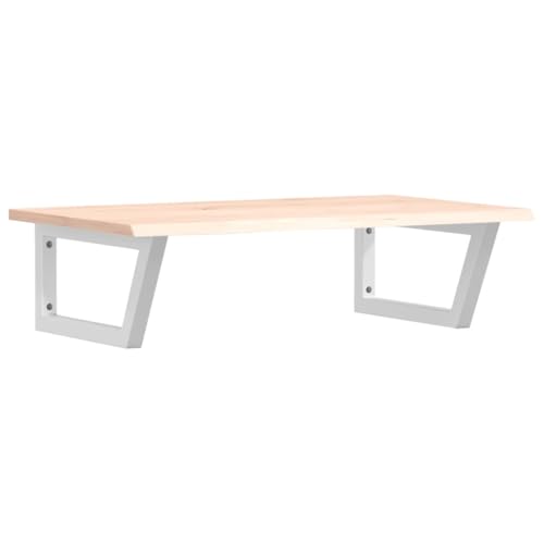 Waschtischplatte mit Trapezförmige Stahlhalterung, Holzregale für Studie oder Badezimmer, Massivholz Eiche 80 x 50 x 2 cm Braun und Weiß Waschtischplatte mit Trapezförmige Stahlhalterung, Holzregale für Studie oder Badezimmer, Massivholz Eiche 80 x 50 x 2 cm Braun und Weiß von Makastle