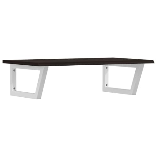 Waschtischplatte mit Trapezförmige Stahlhalterung, Holzregale für Studie oder Badezimmer, Massivholz Eiche 80 x 50 x 2 cm Dunkelbraun und Weiß Waschtischplatte mit Trapezförmige Stahlhalterung, Holzregale für Studie oder Badezimmer, Massivholz Eiche 80 x 50 x 2 cm Dunkelbraun und Weiß von Makastle